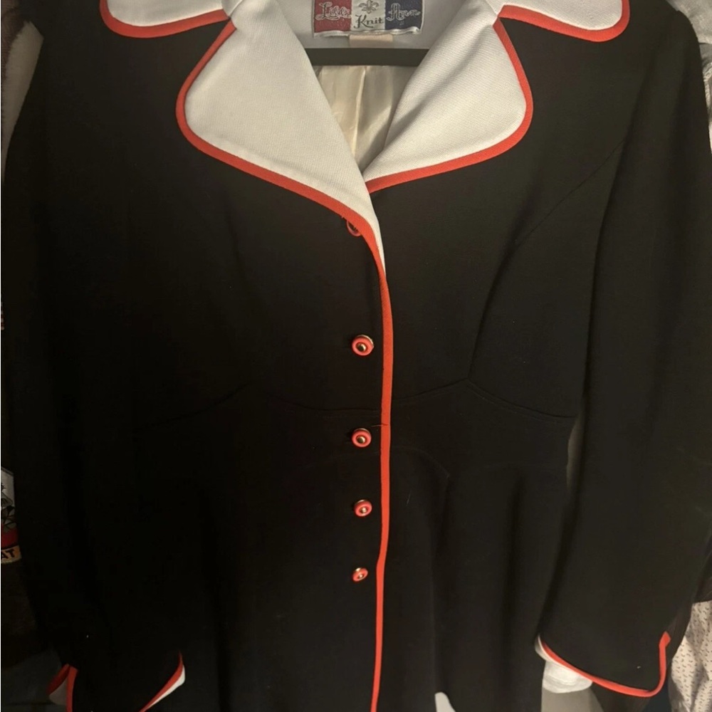 Vintage Lilli Ann Navy & Red Knit Jacket Rare